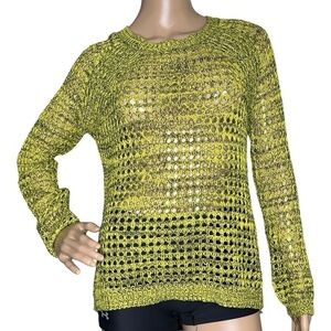 Lucca Couture yellow and black open knit sweater small